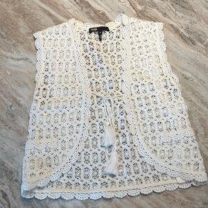 Maje Cream Crochet Lace Vest